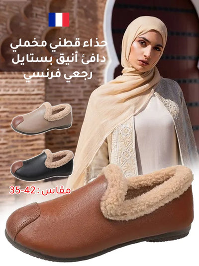 Chaussures rétro Francaise- حذاء قطني مخملي دافئ أنيق