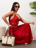 Maillot de Bain Élégant avec Jupe – Noir ou Rouge, Style Broderie Chic | SarahStyle