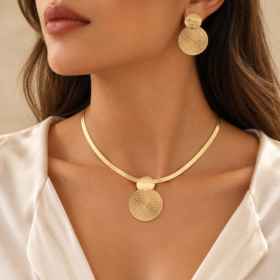 Ensemble Serpent  Collier + Boucles d'oreille 2026  -  عقد وأقراط بتصميم دائري أنيق