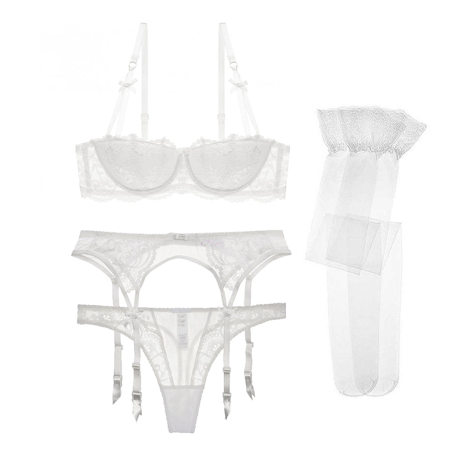 Ensembles VIP demi tasse en  broderie / 4pièces  - Carla