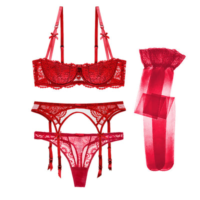 Ensembles VIP demi tasse en  broderie / 4pièces  - Carla