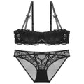 Ensembles de soutien-gorge en dentelle noire demi-tasse  -Ella
